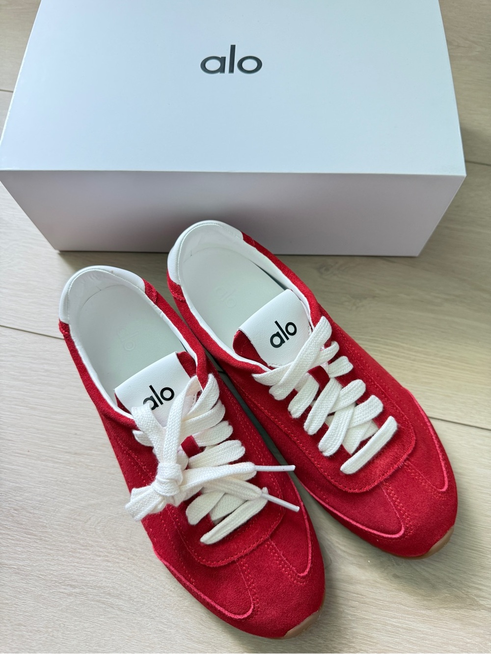 Brand New ALO Sunset Sneakers Candy Heart Red with White Laces Size 7